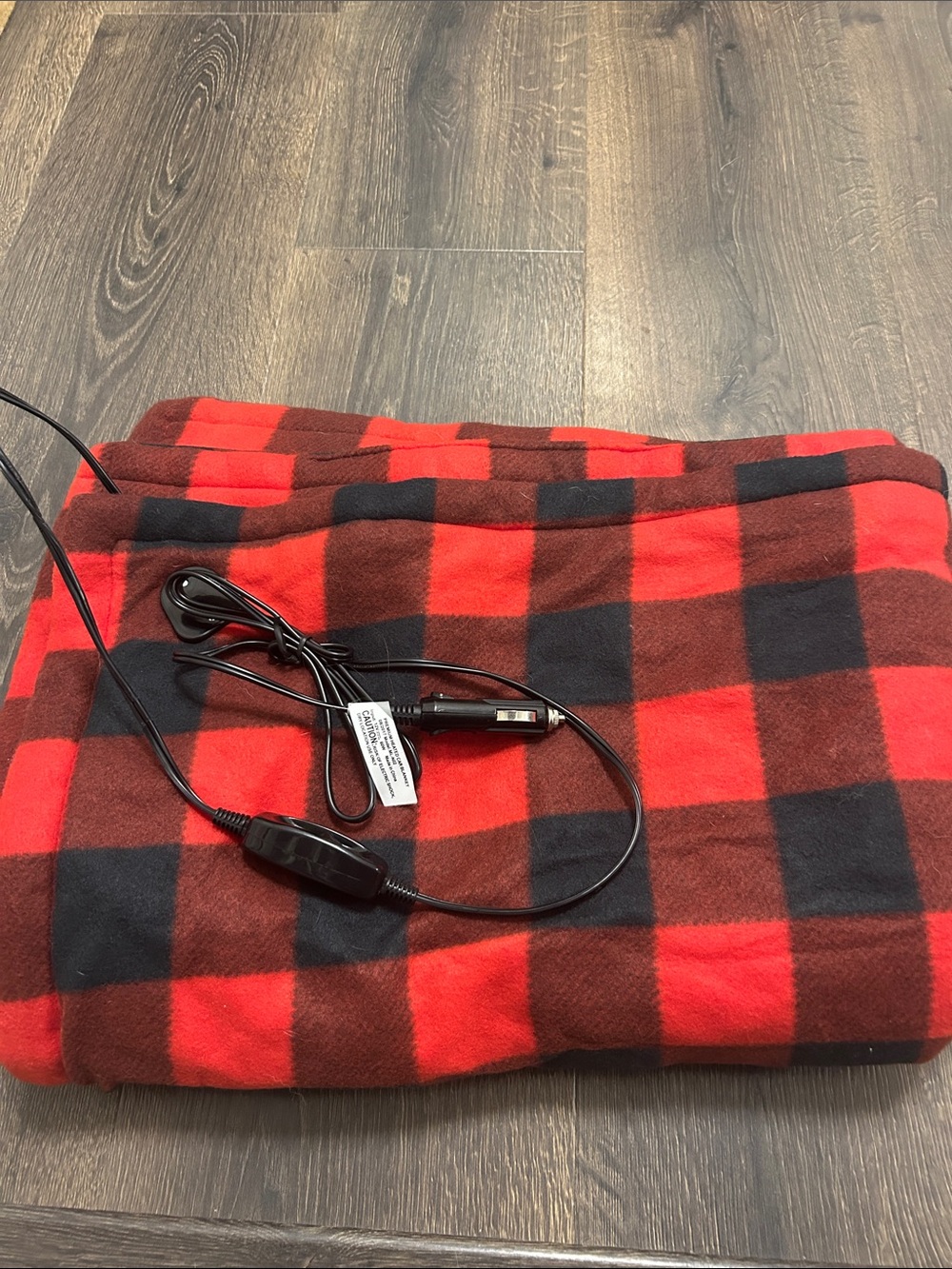 Red and Black Buffalo Plaid Electric Heated Throw for Car